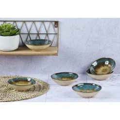 Bjorn 6 Coupelles en Grès Island kaki/bleu - 15 cl