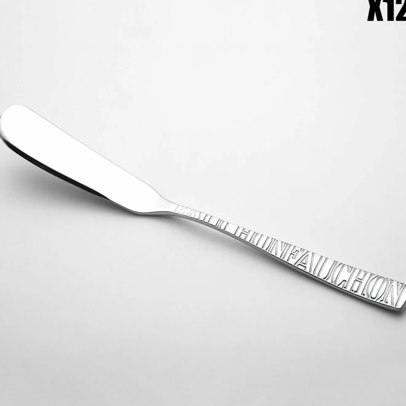 Fauchon 12 Couteaux à beurre Signature argentés - 16.4 cm