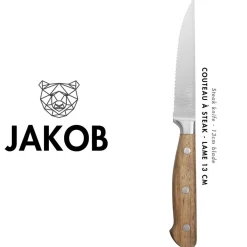 Bjorn 6 Couteaux à steak Jakob inox bois - 22x2x1 cm