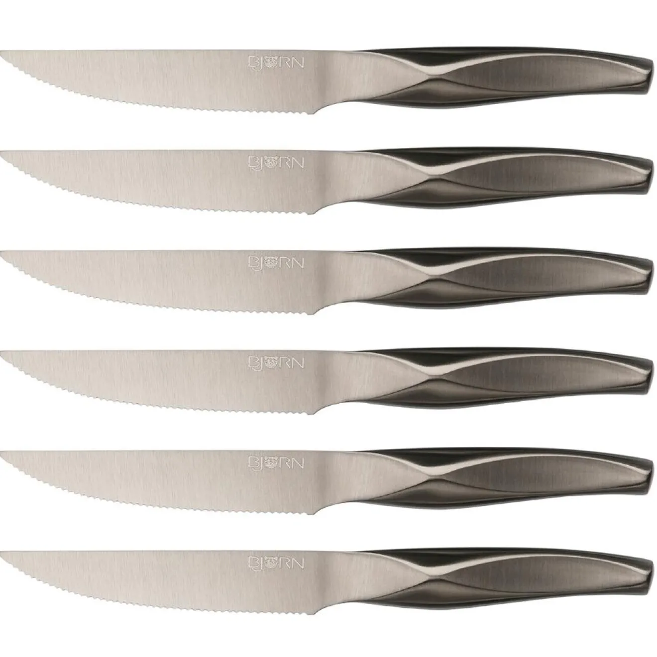 Bjorn 6 Couteaux à steak Larus gris métal - 6 pièces