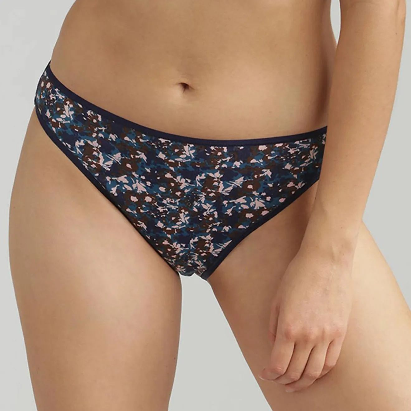 Best Playtex 2 Culottes échancrées Essential Cotton imprimé floral beige/bleu