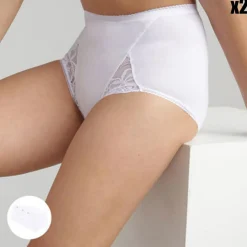 Femme Playtex 2 Culottes Coton & Dentelle blanches