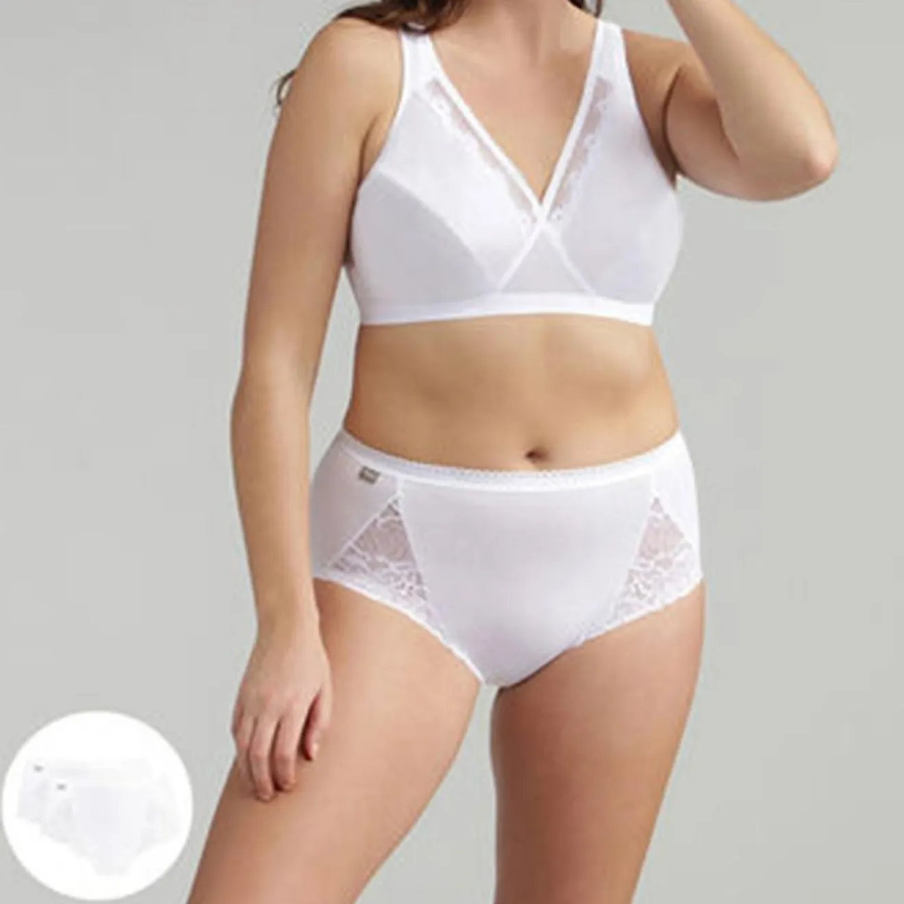 Femme Playtex 2 Culottes Coton & Dentelle blanches