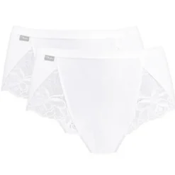 Femme Playtex 2 Culottes Coton & Dentelle blanches