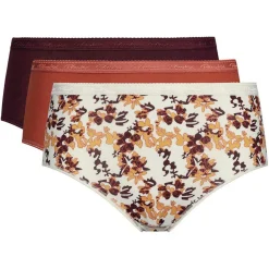 Sale Playtex 3 Culottes midi Cotton Bio prune/imprimé/terracotta