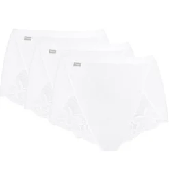 Playtex 3 Culottes taille haute Coton & Dentelle blanches