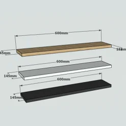 Wooden Art 3 Etagères murales Boss saphir - 60x1.8x14.5 cm