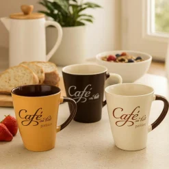 Novastyl 6 Mugs Café Parisien30Cl En Grès 3 DécorsAssortis