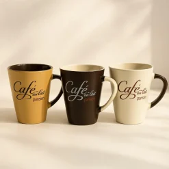 Novastyl 6 Mugs Café Parisien30Cl En Grès 3 DécorsAssortis