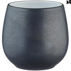 Bjorn 4 Mugs en Grès Gourmet blanc granité/noir onyx - 40 cL 8.5x8.5x9.5 cm