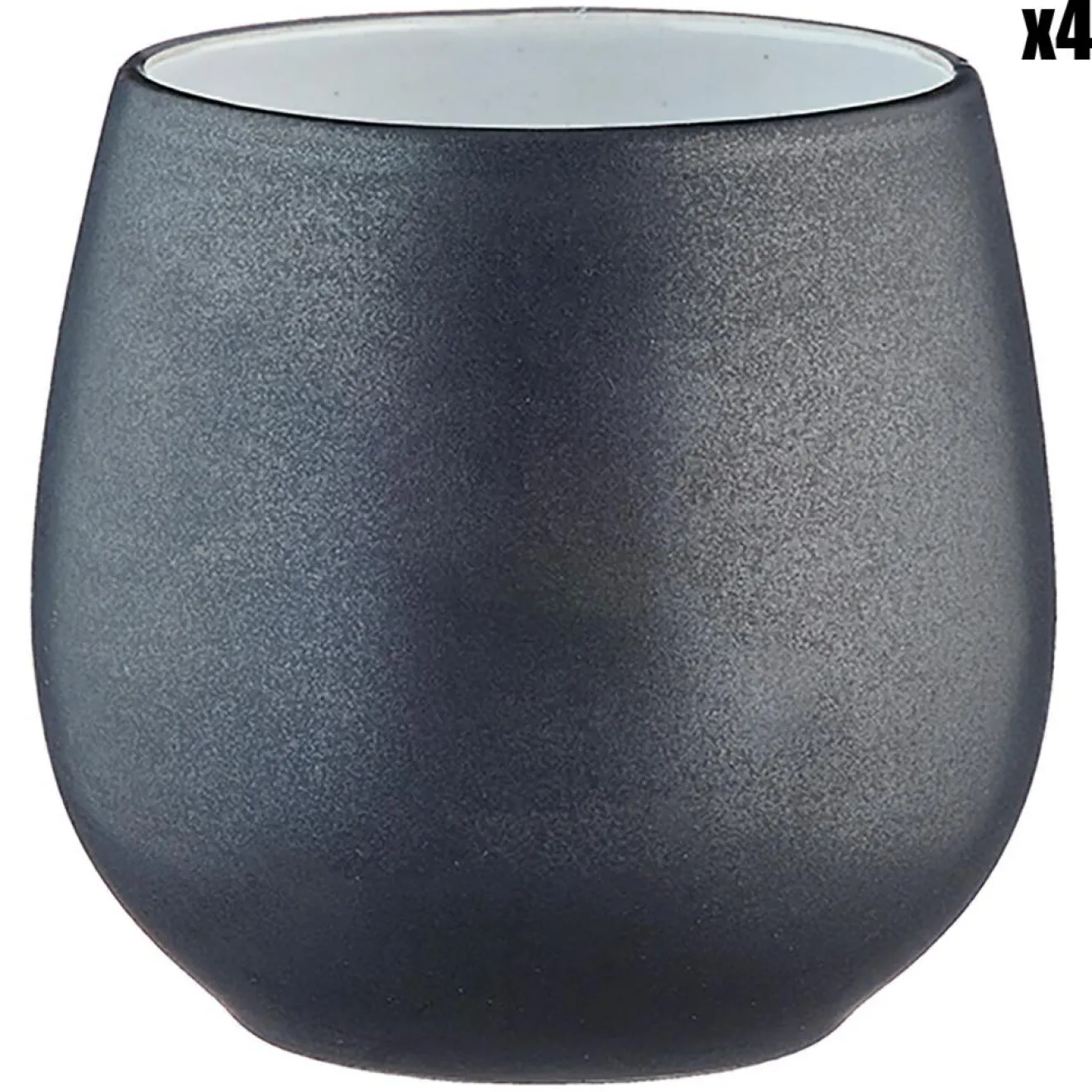 Bjorn 4 Mugs en Grès Gourmet blanc granité/noir onyx - 40 cL 8.5x8.5x9.5 cm