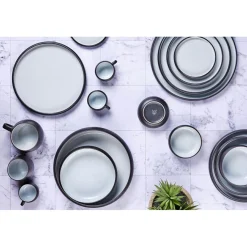 Bjorn 4 Mugs en Grès Gourmet blanc granité/noir onyx - 40 cL 8.5x8.5x9.5 cm