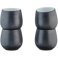 Bjorn 4 Mugs en Grès Gourmet blanc granité/noir onyx - 40 cL 8.5x8.5x9.5 cm