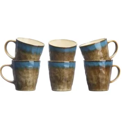 Bjorn 6 Mugs en Grès Island kaki/bleu - 40 cl