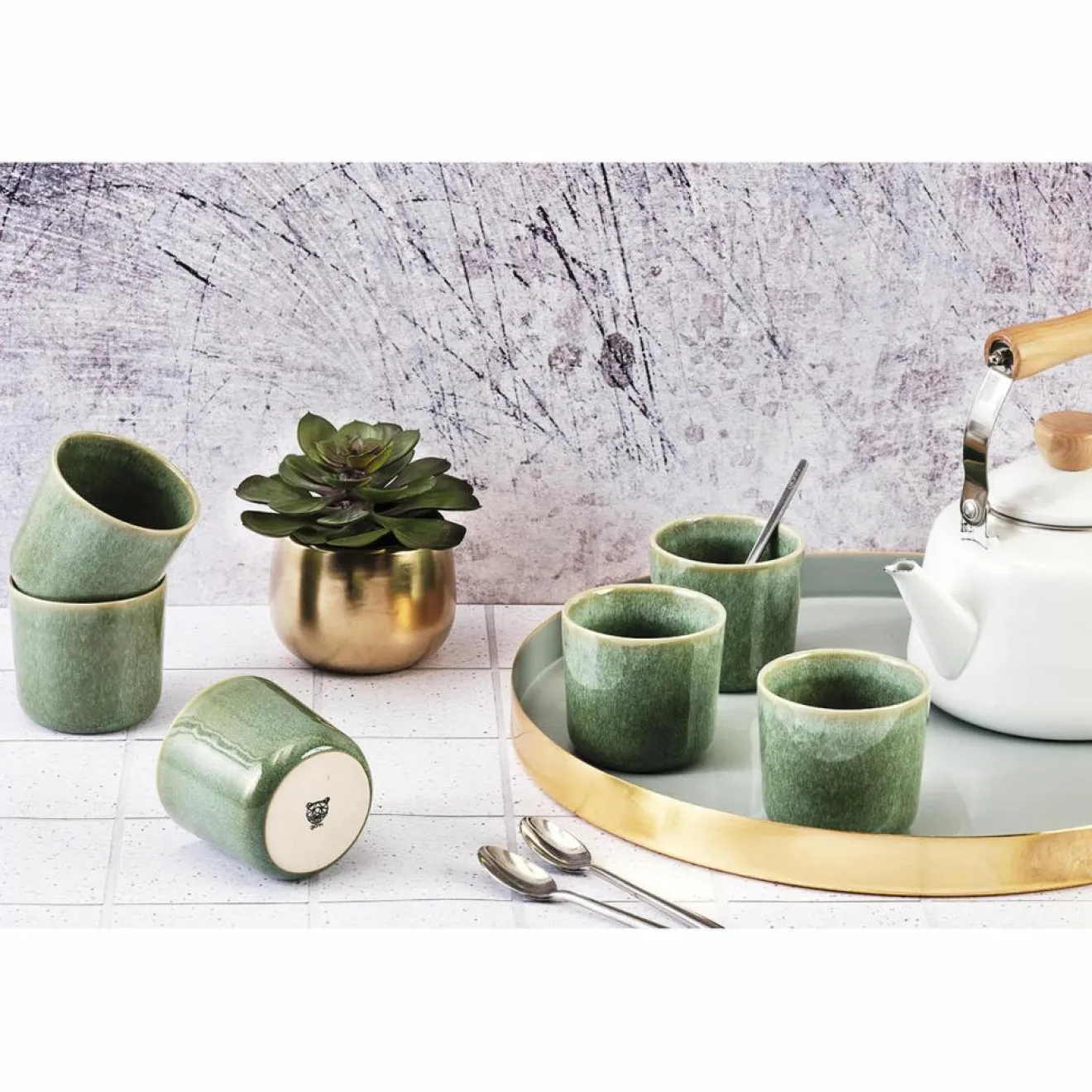 Bjorn 6 Mugs en Grès Magma verts - 20 cl