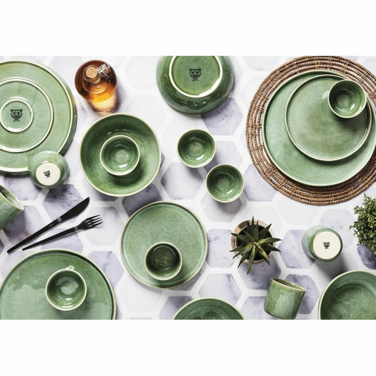 Bjorn 6 Mugs en Grès Magma verts - 20 cl