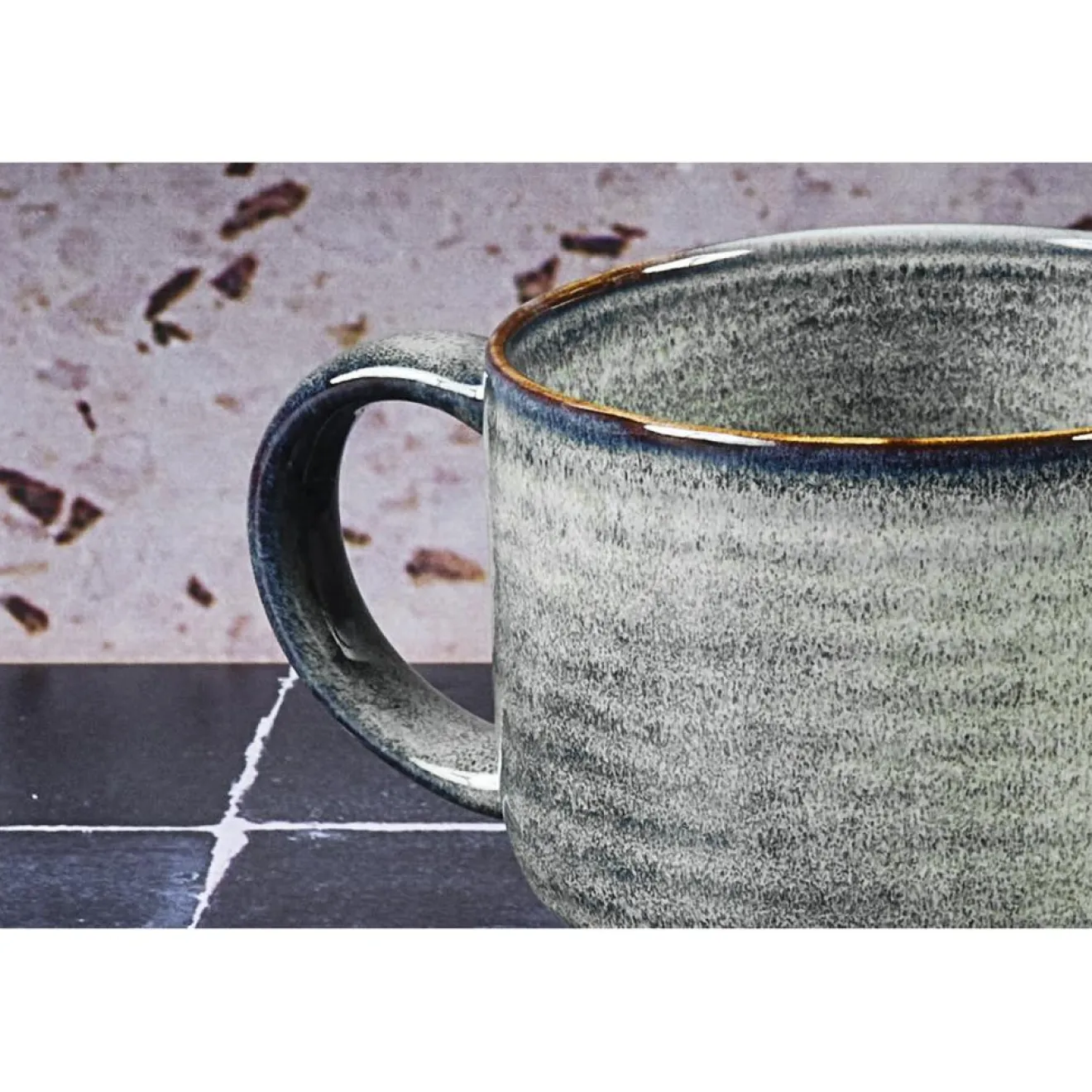 Bjorn 6 Mugs en Grès Zen gris/bleu - 40 cl
