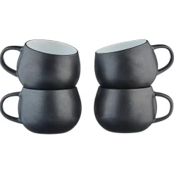 Bjorn 4 Mugs Gourmets blanc granité/noir onyx - 70 cL