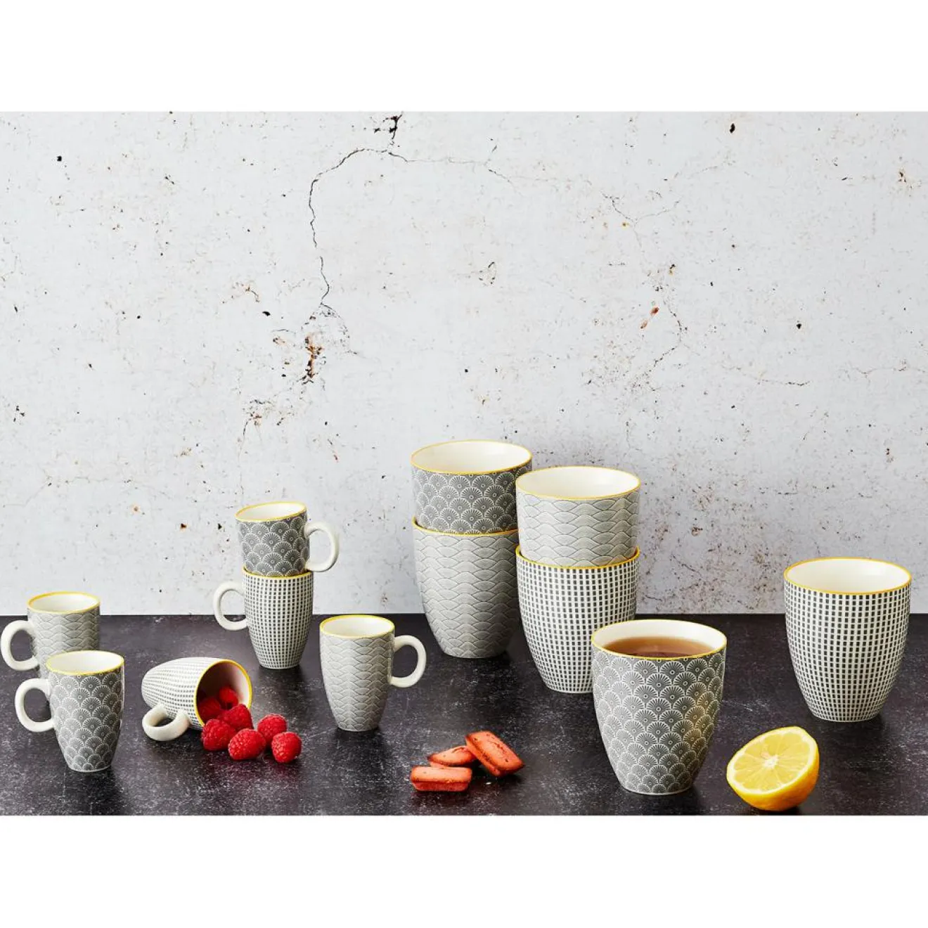 Discount Bjorn 6 Mugs Pattern Eclipse gris anthracite - 30 cl