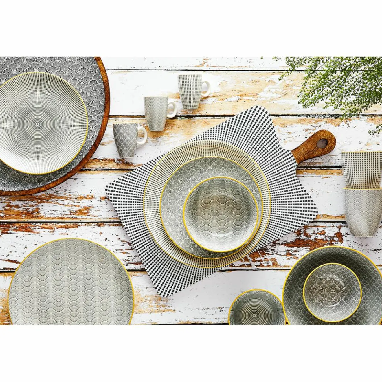 Discount Bjorn 6 Mugs Pattern Eclipse gris anthracite - 30 cl