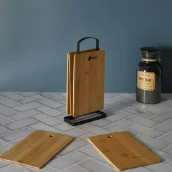 Cook Concept 6 Planches à découper avec socle marron/noir - 16x30x5 cm