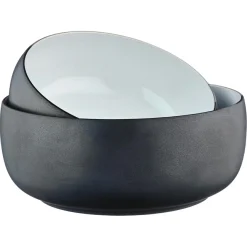 Outlet Bjorn 2 Saladiers en Grès Gourmet blanc granité/noir onyx - 40.5x40.5x20.5 cm