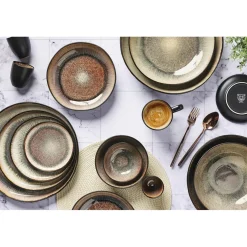 Bjorn 2 Saladiers en Grès Iris beige/marron - 24x8.5/28.5x10 cm