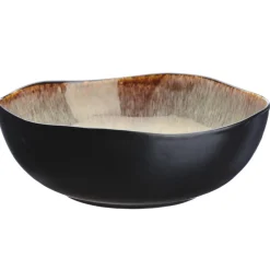 Bjorn 2 Saladiers en Grès Iris beige/marron - 24x8.5/28.5x10 cm