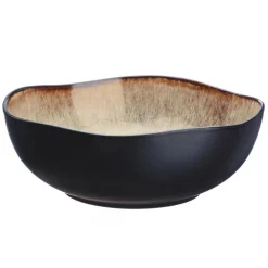 Bjorn 2 Saladiers en Grès Iris beige/marron - 24x8.5/28.5x10 cm