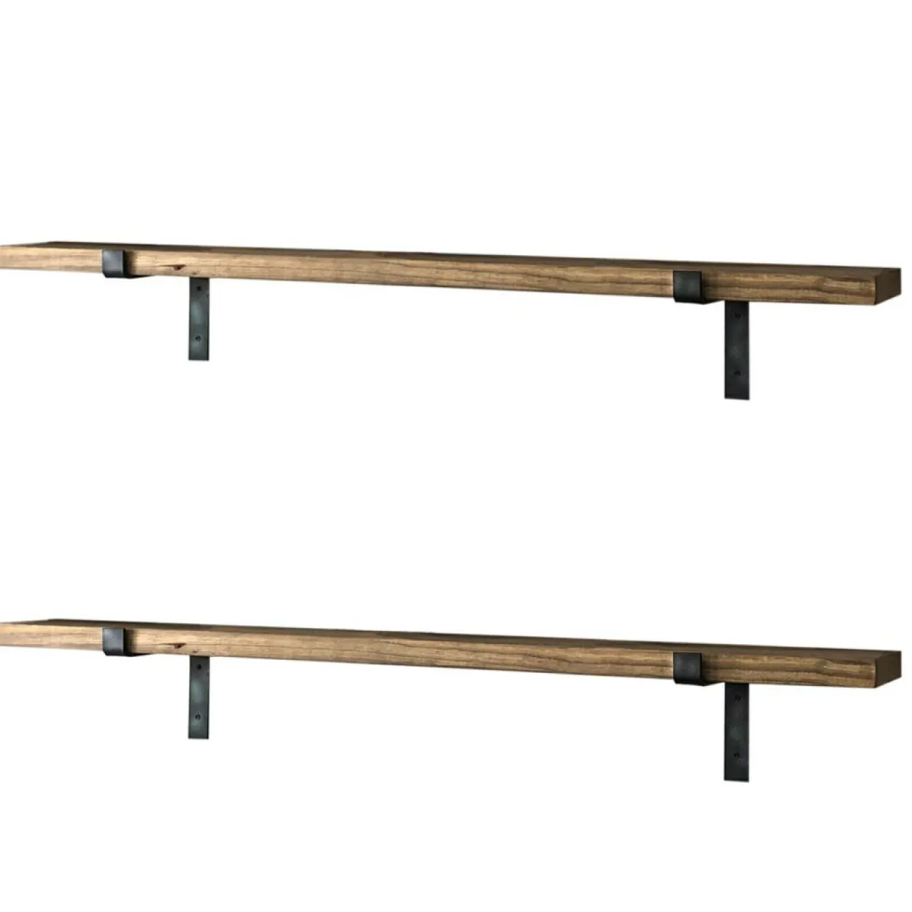 Wooden Art 2 Étagères murales noyer noires - 60x16x14 cm