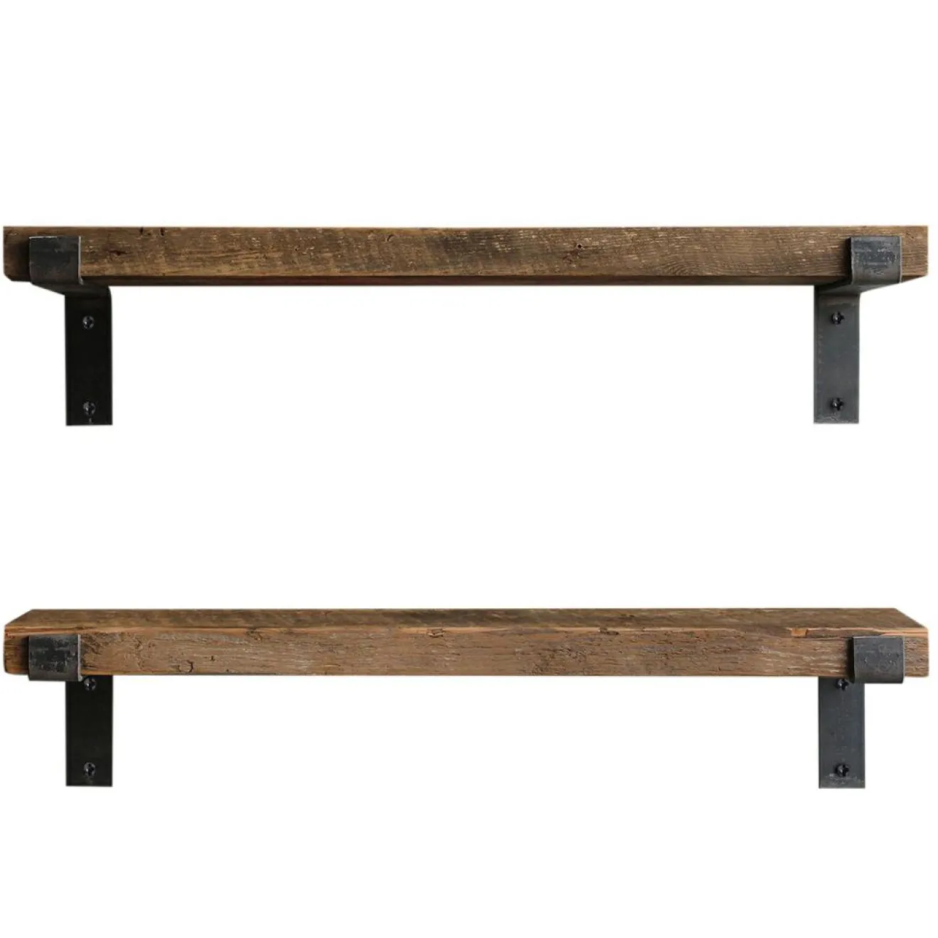 Wooden Art 2 Étagères murales noyer noires - 60x16x14 cm