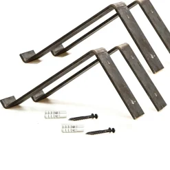 Wooden Art 2 Étagères murales noyer noires - 60x16x14 cm