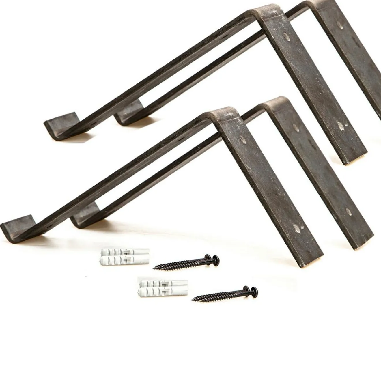 Wooden Art 2 Étagères murales noyer noires - 60x16x14 cm