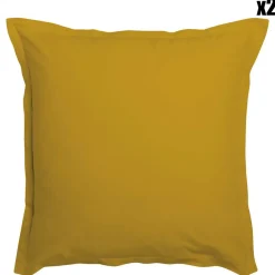 Blanc Passion 2 Taies d'oreiller 100% Coton unies safran