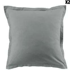 My Home Collection 2 Taies d'oreiller en coton unies silver