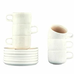 Outlet Bjorn 6 Tasses avec soucoupe Oxygen rose poudre/beige - 20 cl