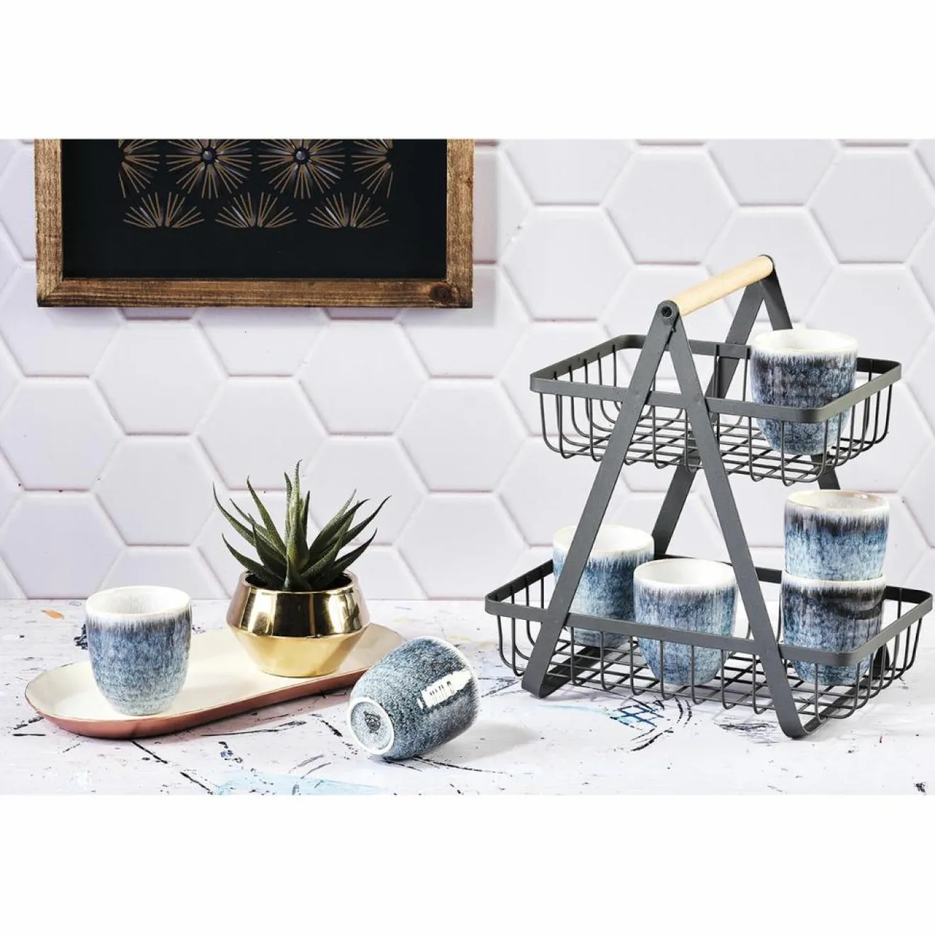 Online Bjorn 6 Tasses Cosmos bleu/blanc nacré - 15 cl