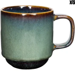 Cosy & Trendy 6 tasses en Grès Jade vert foncé - 36cl
