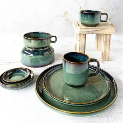 Cosy & Trendy 6 tasses en Grès Jade vert foncé - 36cl