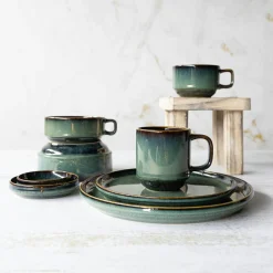 Cosy & Trendy 6 tasses en Grès Jade vert foncé - 36cl