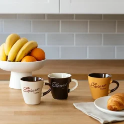 New Novastyl 6 Tasses ExpressoItaliano 15Cl En Grès 3Couleurs Assorties