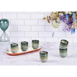 Bjorn 6 Tasses Genesis bleu/gris/kaki - 8 cl