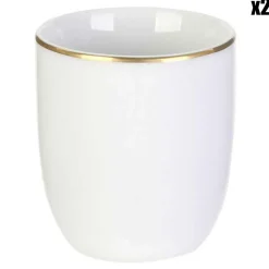 Home Deco Factory 2 Tasses liseré blanc/doré - D.7.4x8.3 cm