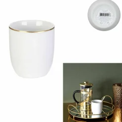 Home Deco Factory 2 Tasses liseré blanc/doré - D.7.4x8.3 cm