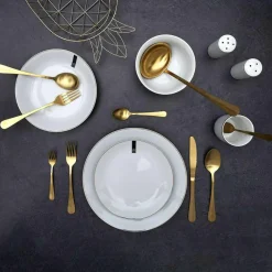 Home Deco Factory 2 Tasses liseré blanc/doré - D.7.4x8.3 cm