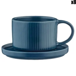 Bjorn 8 Tasses Scandi Et Soucoupe bleu marine - 15 cl