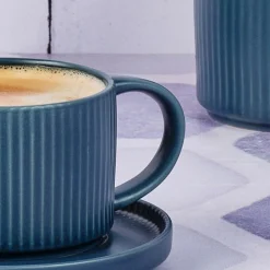 Bjorn 8 Tasses Scandi Et Soucoupe bleu marine - 15 cl