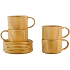 Bjorn 8 Tasses Scandi Et Soucoupe jaune ocre - 15 cl