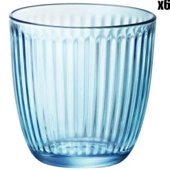 Bormioli 6 Verres à eau Line bleus - 29 cl
