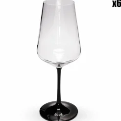 Outlet Fauchon 6 Verres à pied transparent/noir - 450ml D.8.9 cm